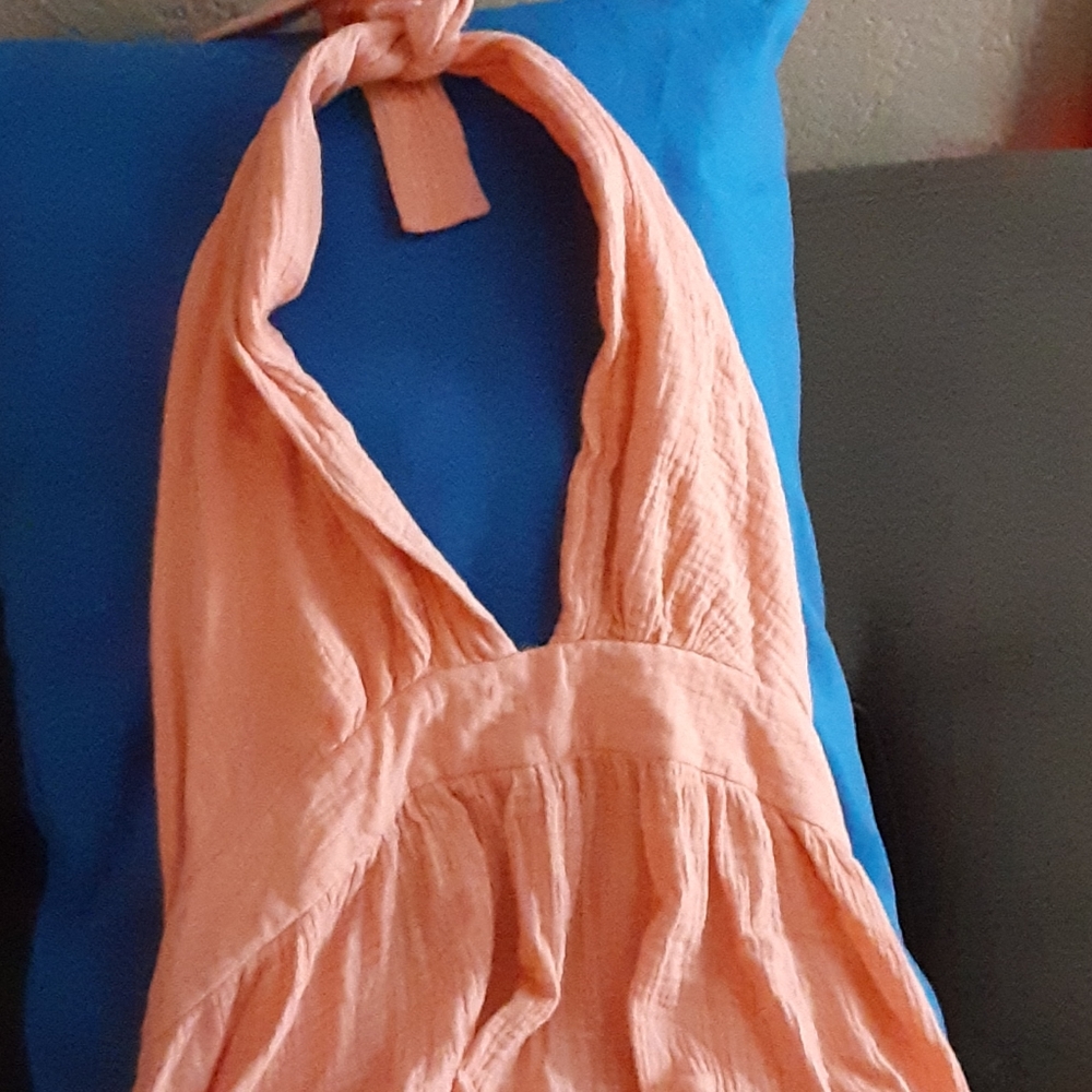 Boho peach halter flowy dress